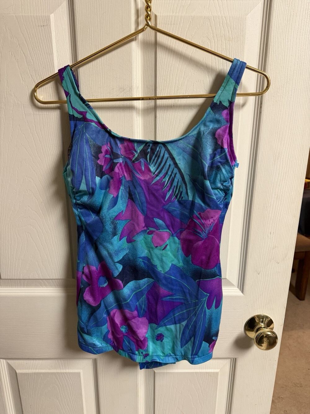 Vnt 90s Pacific Connections One Piece Floral Swimsuit Sz XL 16 Retro Hawaii